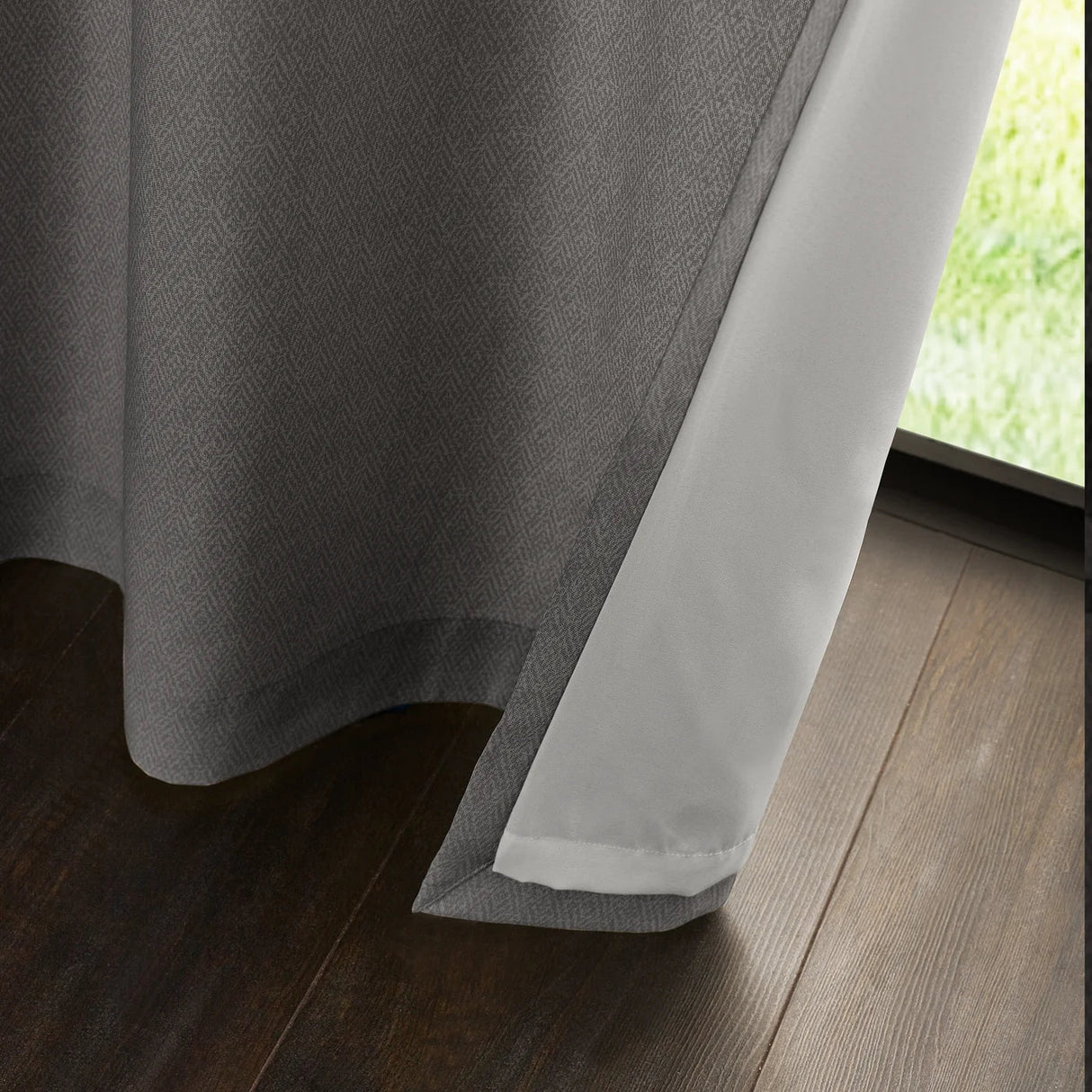 Catherine Lansfield Melville Lined Woven Texture Eyelet Curtains Pair - Natural image 12