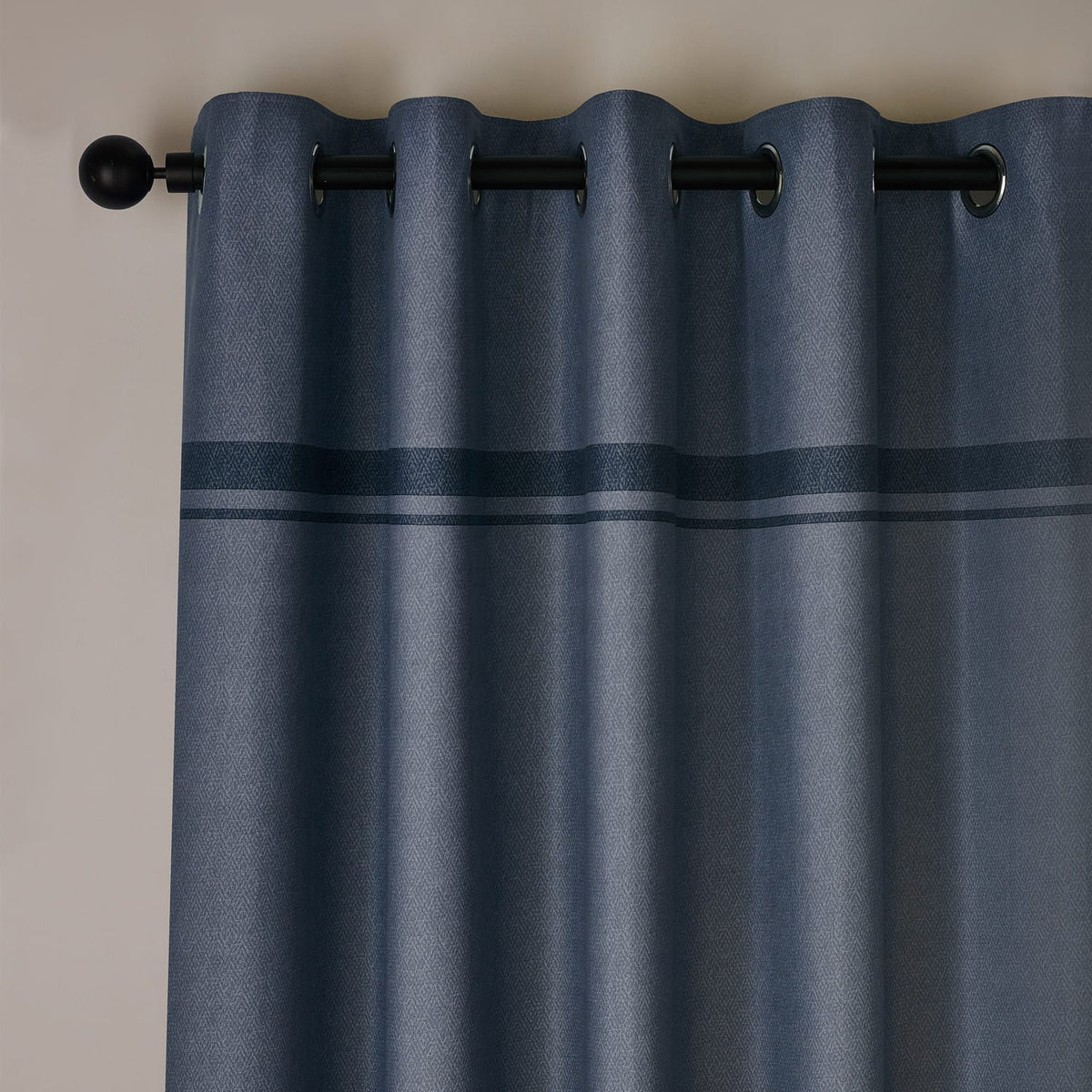 Catherine Lansfield Melville Lined Woven Texture Eyelet Curtains - Blue Light Filtering Polycotton