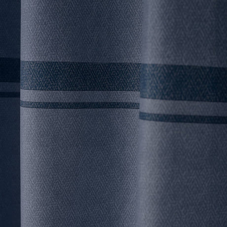 Catherine Lansfield Melville Lined Woven Texture Eyelet Curtains - Blue Light Filtering Polycotton - Melville Curtains Blue