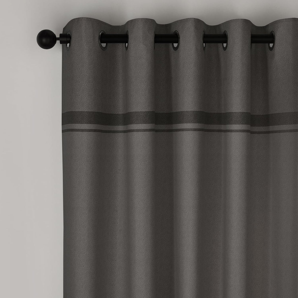 Catherine Lansfield Melville Lined Woven Texture Eyelet Curtains - Grey Light Filtering Polycotton