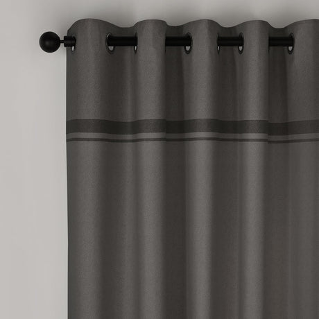 Catherine Lansfield Melville Lined Woven Texture Eyelet Curtains - Grey Light Filtering Polycotton