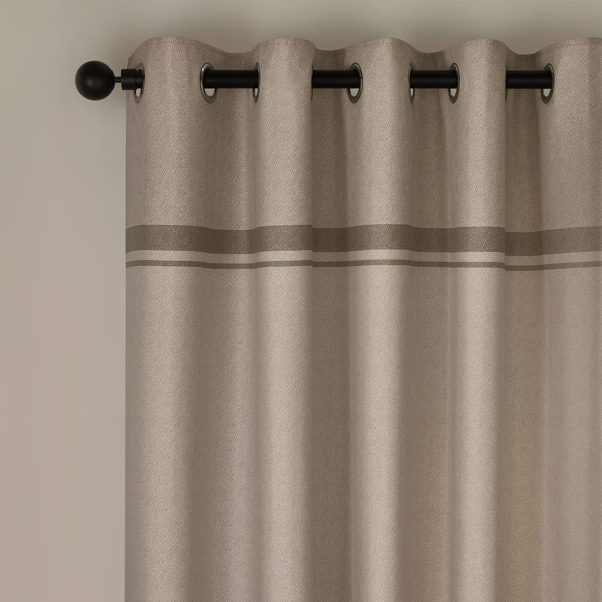 Catherine Lansfield Melville Lined Woven Texture Eyelet Curtains - Natural Light Filtering Polycotton
