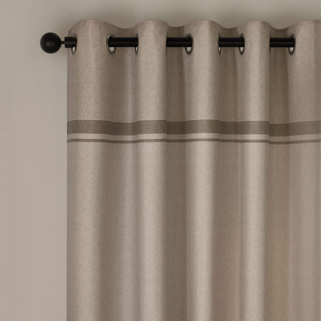 Catherine Lansfield Melville Lined Woven Texture Eyelet Curtains - Natural Light Filtering Polycotton