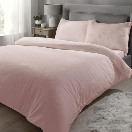 Sherpa Teddy Fleece Pink Duvet Cover Set