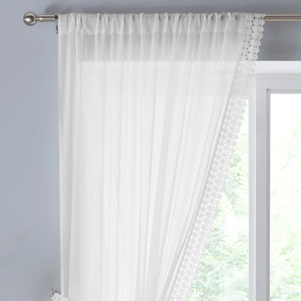 Windsor Macrame Voile Curtain Panel White