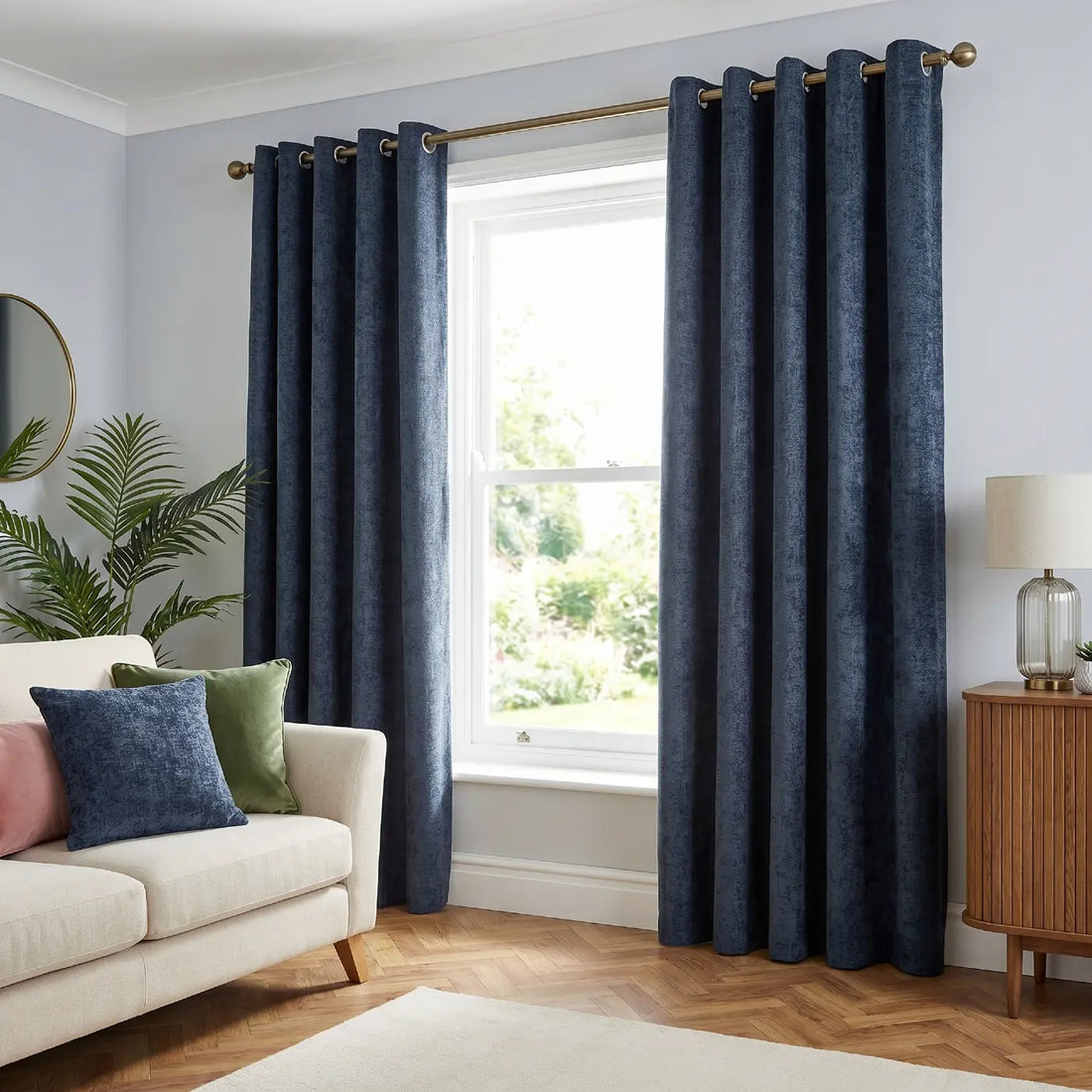 Lined Charcoal Chenille Thermal Blackout Eyelet Curtains