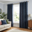 Chenille Blackout Lined Eyelet Curtains - Charcoal