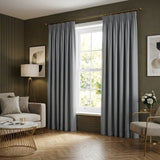 Dijon Blackout Thermal Tape Top Pencil Pleat Curtains - Silver