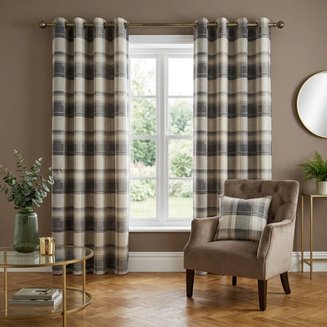 Balmoral Tartan Check Eyelet Curtains Ready Made 10
