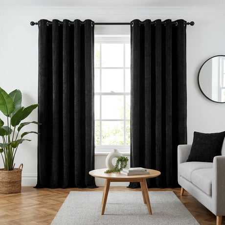 Chenille Blackout Eyelet Ring Top Curtains 4