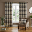 Balmoral Tartan Check Eyelet Curtains Ready Made - Slate