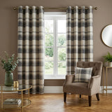 Balmoral Tartan Check Eyelet Curtains Ready Made - Slate