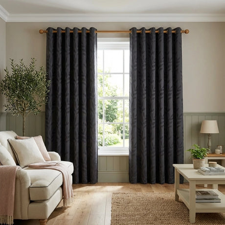 Tivoli Leaf Jacquard Lined Eyelet Curtains 1