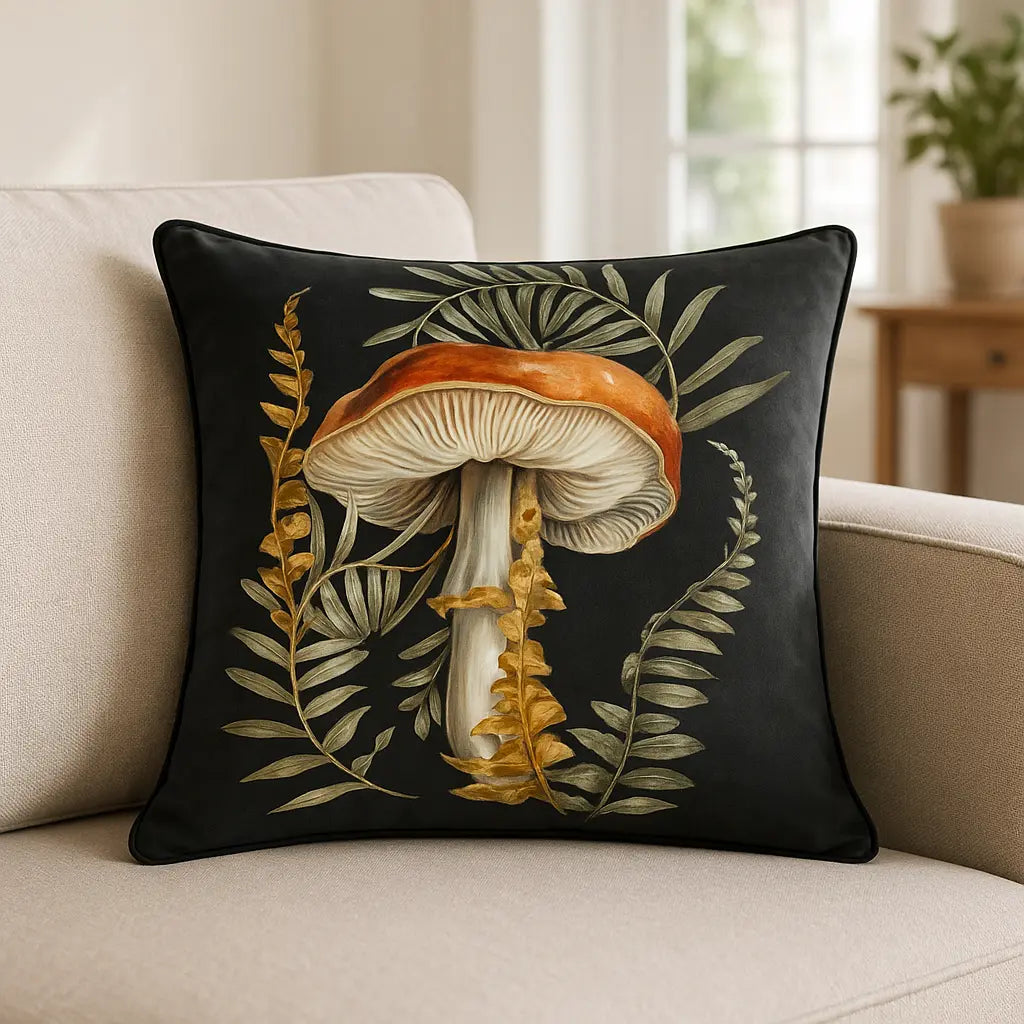 Kielder Forest Velvet Black Cushion Cover 43cm x 43cm