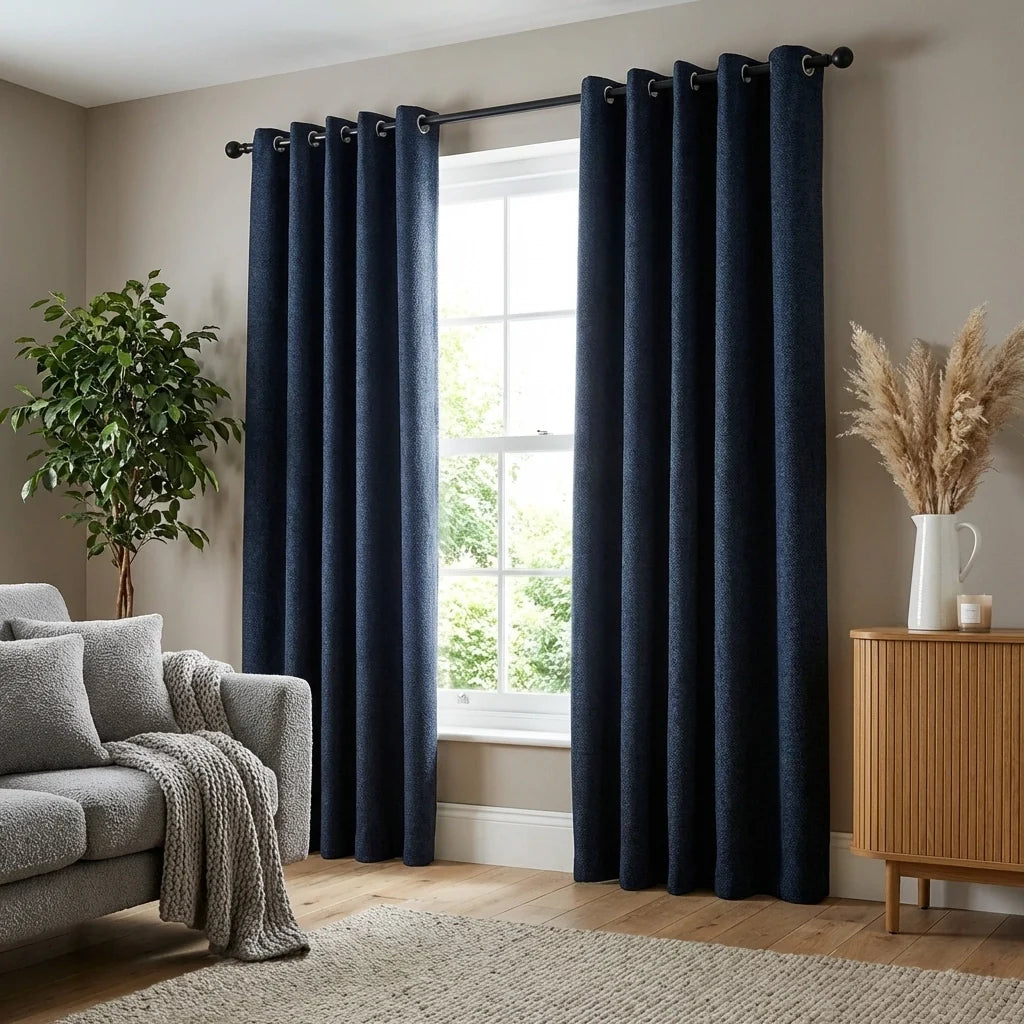 Galaxy Room Darkening Navy Blackout Eyelet Curtains
