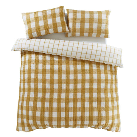 Catherine Lansfield Brushed Seersucker Gingham Cosy Duvet Cover Set 20