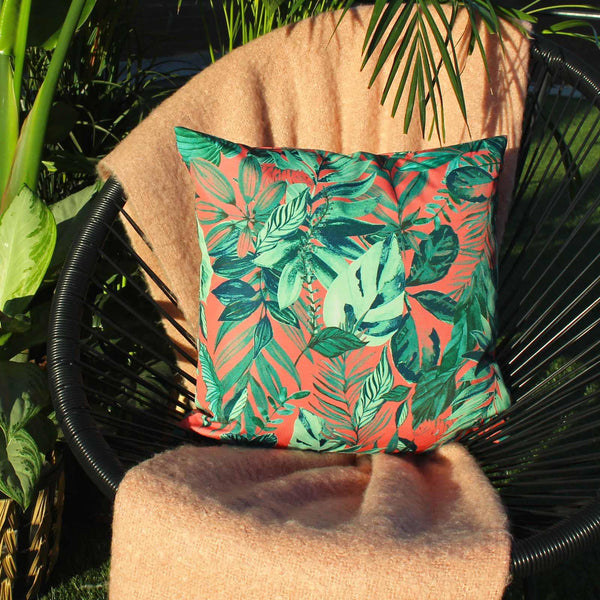 Psychedelic Jungle Outdoor Cushion Cover Coral