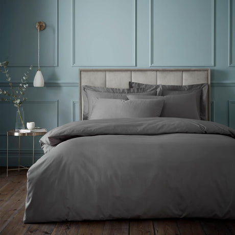 Bianca 180 Thread Count Egyptian Cotton Duvet Cover Set - Charcoal