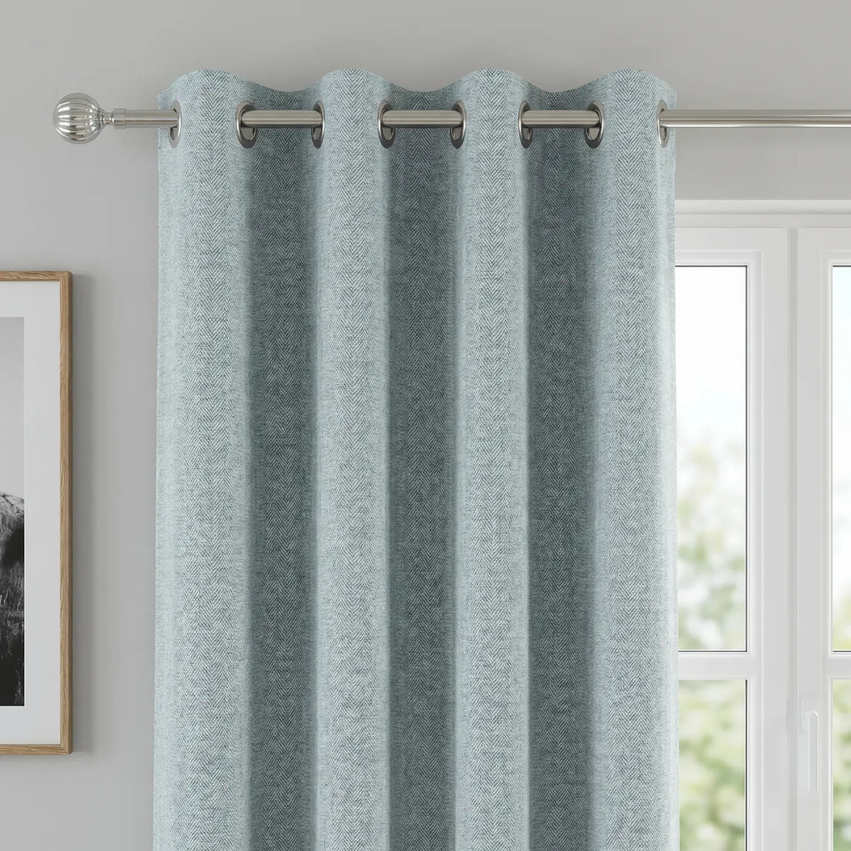 Austin Lined Blackout Eyelet Curtains - Blue image 2