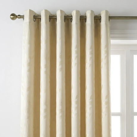 Tivoli Leaf Jacquard Lined Eyelet Curtains - Cream image 2
