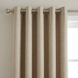 Blackout Linen Look Eyelet Curtains - Beige image 2