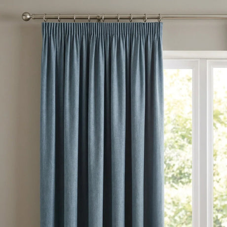 Dijon Blackout Thermal Tape Top Pencil Pleat Curtains - Light Blue image 2