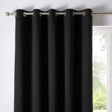 Sorbonne Cotton Lined Ready Made Eyelet Curtains - Black image 2