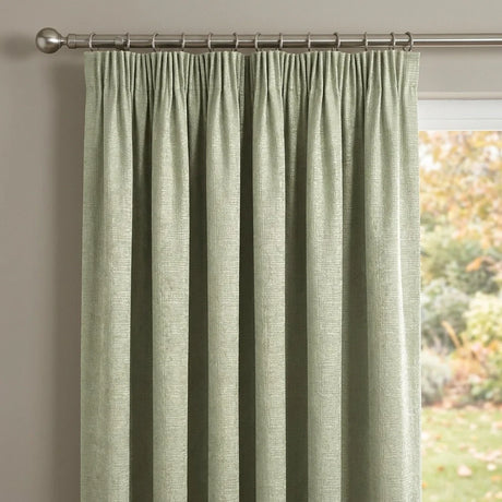 Matrix Thermal Dim Out Tape Top Pencil Pleat Curtains - Green image 2