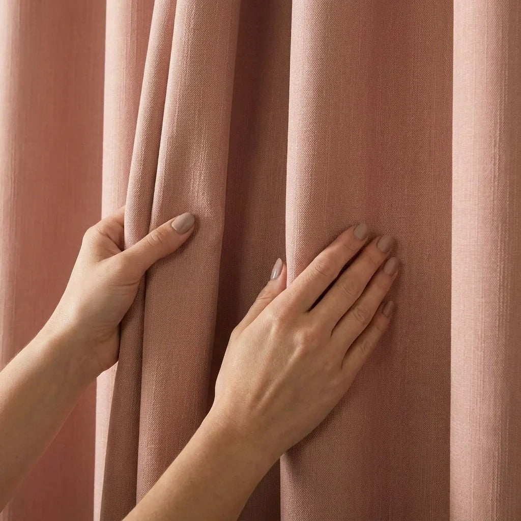 100% Blackout Eyelet Curtains - Pink image 3