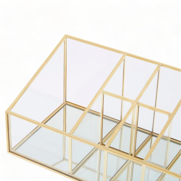6 Compartment Gold Glass Organiser - Ideal