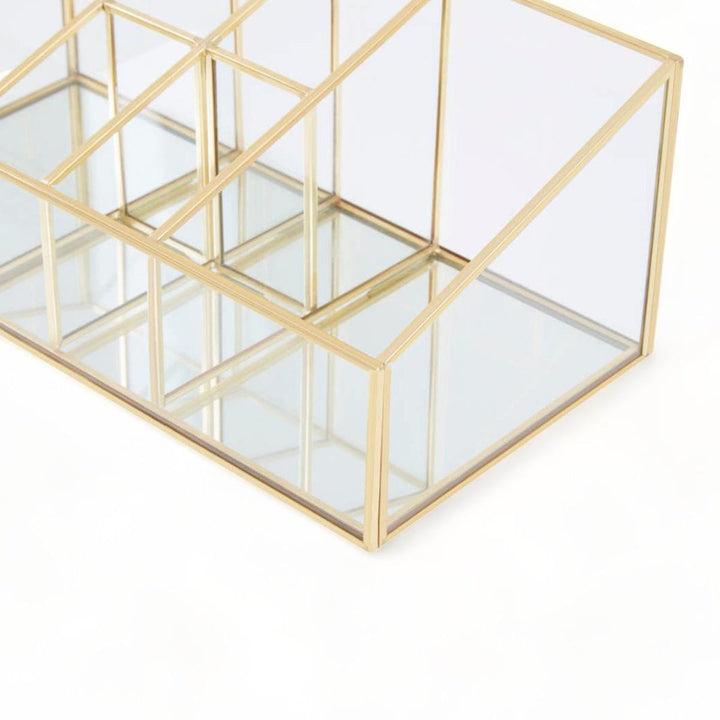 6 Compartment Gold Glass Organiser - Ideal