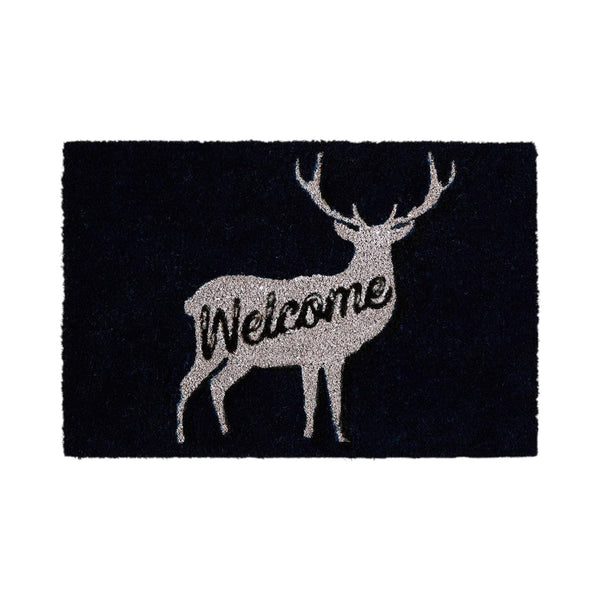 Black Coir Grey Deer Antler Doormat