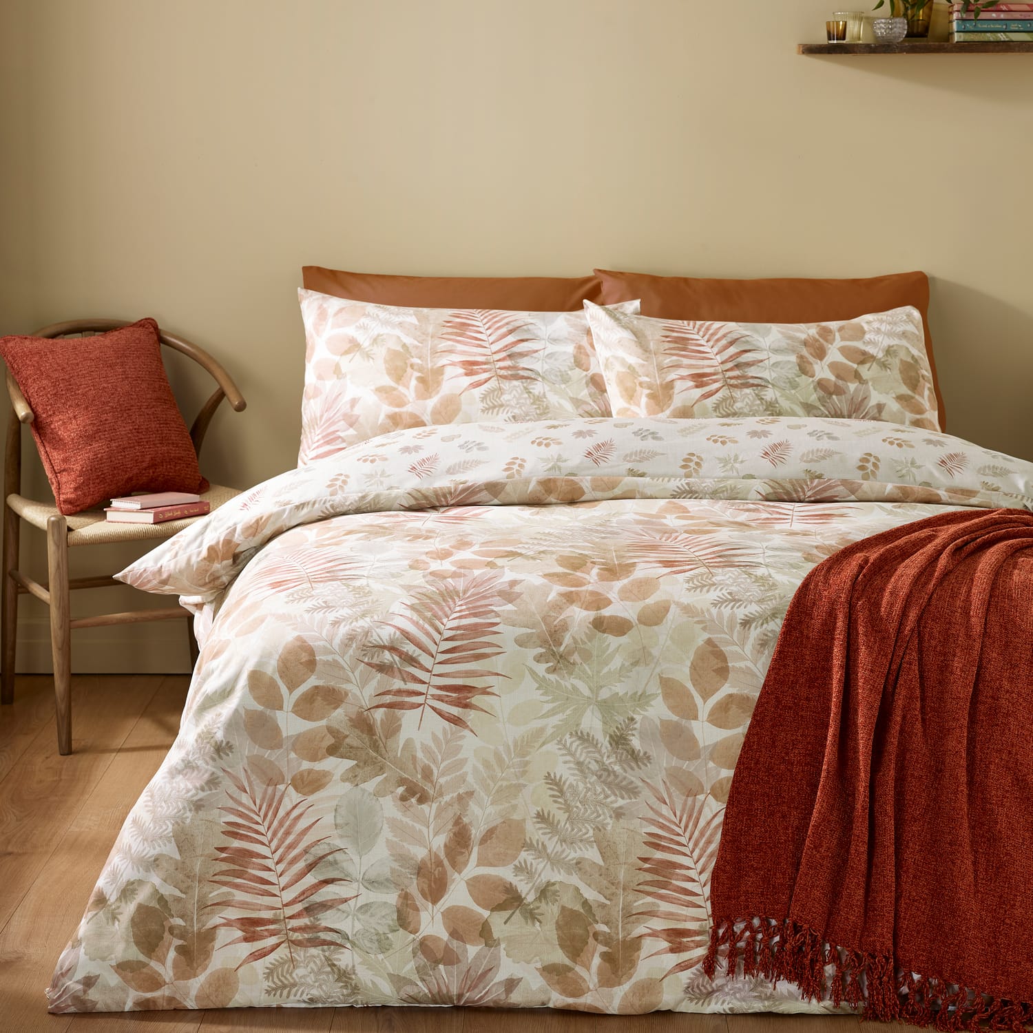 Catherine Lansfield Autumn Leaves Duvet Cover Set - Natural