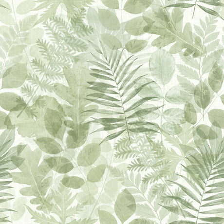 Catherine Lansfield Green Leaves Wallpaper Green - Leaves Wallpaper Green