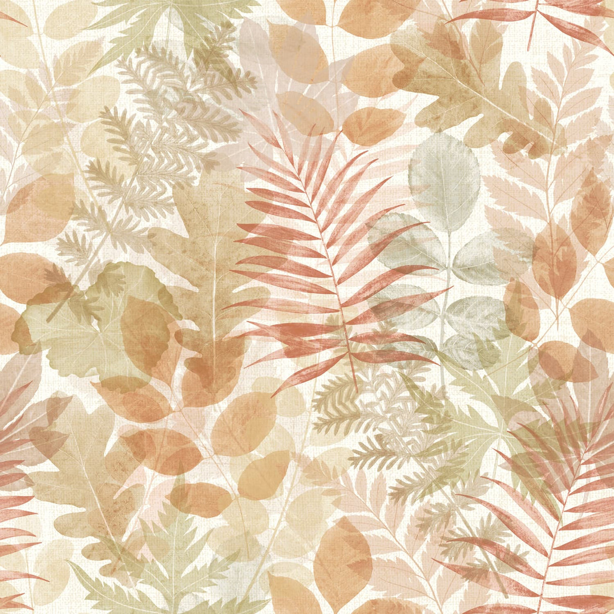 Catherine Lansfield Green Leaves Wallpaper Green - Leaves Wallpaper Natural