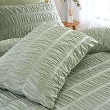 Catherine Lansfield Seersucker Frill Stripe Duvet Cover Set - 62 Bd57142W Seersucker Single Duvet Set Sage 3