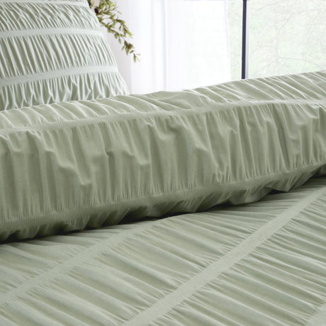 Catherine Lansfield Brushed Seersucker Gingham Cosy Duvet Cover Set - 62 Bd57142W Seersucker Single Duvet Set Sage 4