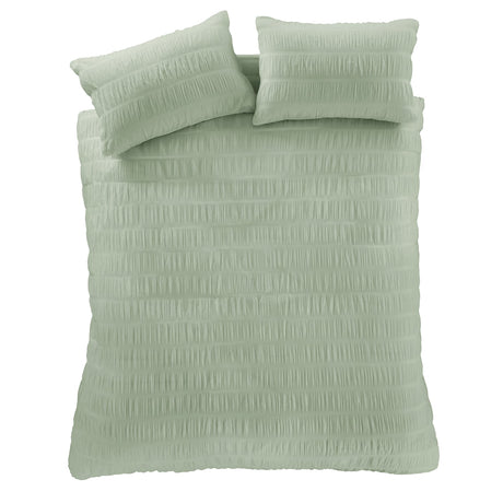 Catherine Lansfield Brushed Seersucker Gingham Cosy Duvet Cover Set - 62 Bd57142W Seersucker Single Duvet Set Sage 6