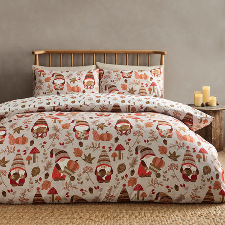 Catherine Lansfield Woodland Gonks Duvet Cover Set - Natural - Woodland Gonks Duvet Set