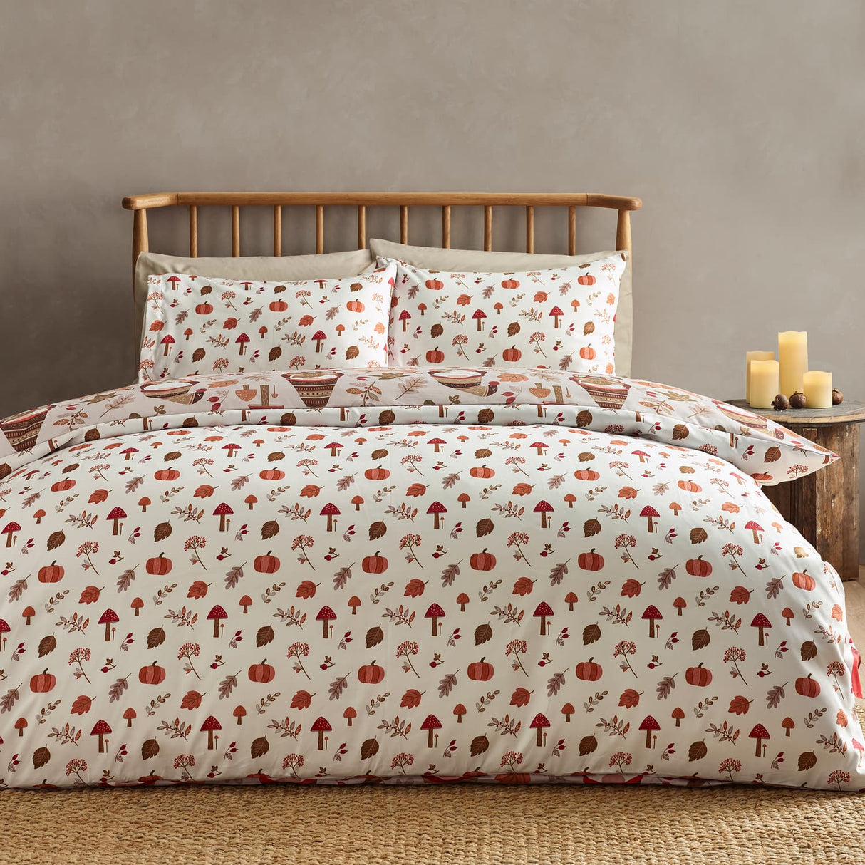 Catherine Lansfield Woodland Gonks Duvet Cover Set - Natural - Woodland Gonks Duvet Set