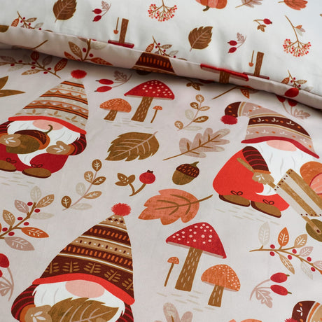 Catherine Lansfield Woodland Gonks Duvet Cover Set - Natural - Woodland Gonks Duvet Set