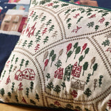 Catherine Lansfield Christmas Ski Village Filled Cushion 12" x 20 - Natural - Christmas Ski Village Cushion