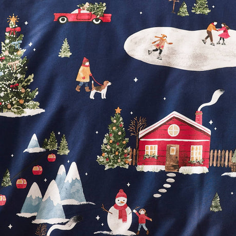 Catherine Lansfield Christmas Ski Village Duvet Cover Set - Blue - Christmas Ski Village Duvet Set