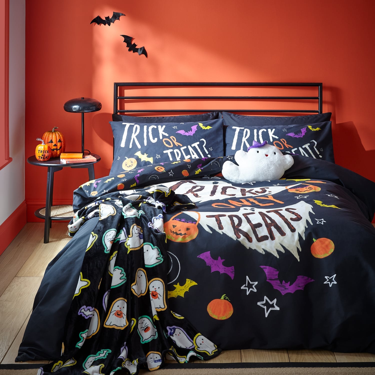 Catherine Lansfield Trick Or Treat Halloween Duvet Cover Set - Black