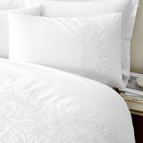 Bianca Fine Linens Fleur Matelassé Duvet Cover Set - White - Embroidery Floral Duvet Set