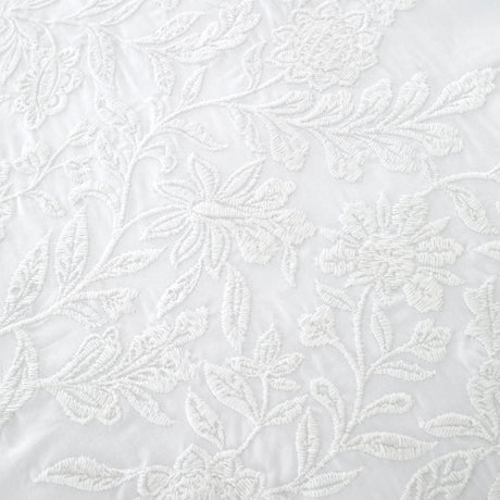Bianca Fine Linens Fleur Matelassé Duvet Cover Set - White - Embroidery Floral Duvet Set