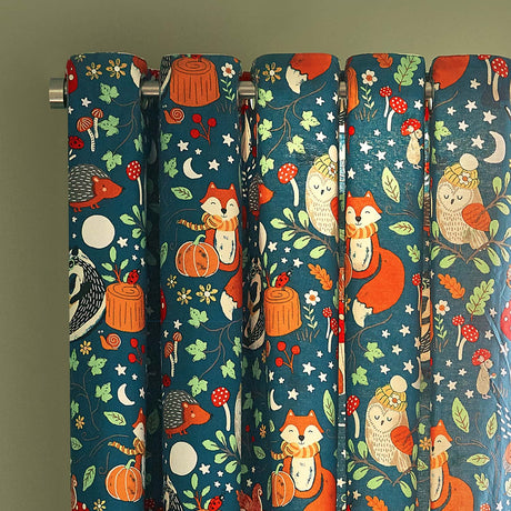 Catherine Lansfield Fox and Woodland Friends Eyelet Curtains Polycotton - Green