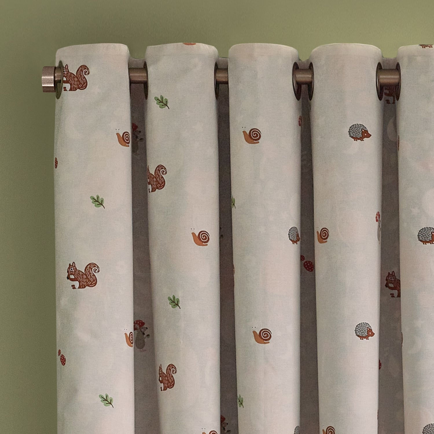 Catherine Lansfield Fox and Woodland Friends Eyelet Curtains Polycotton - Green - Fox And Woodland Friends Curtains