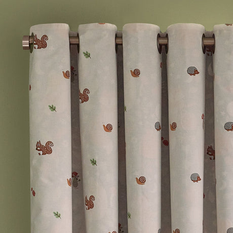 Catherine Lansfield Fox and Woodland Friends Eyelet Curtains Polycotton - Green - Fox And Woodland Friends Curtains