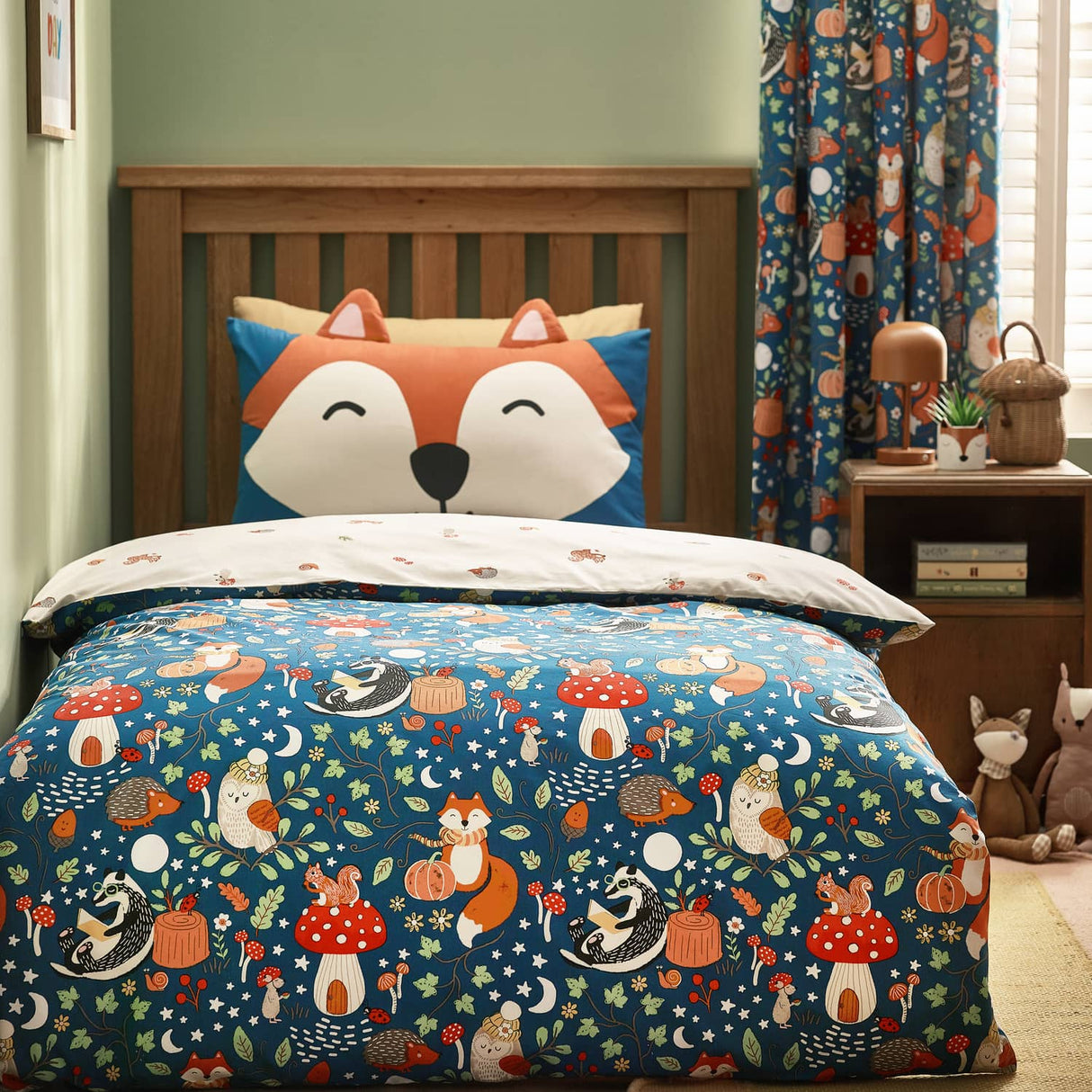 Catherine Lansfield Fox and Woodland Friends Duvet Cover Set - Green